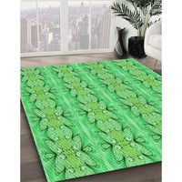 Patterned Neon Green Rug, pat2893grn