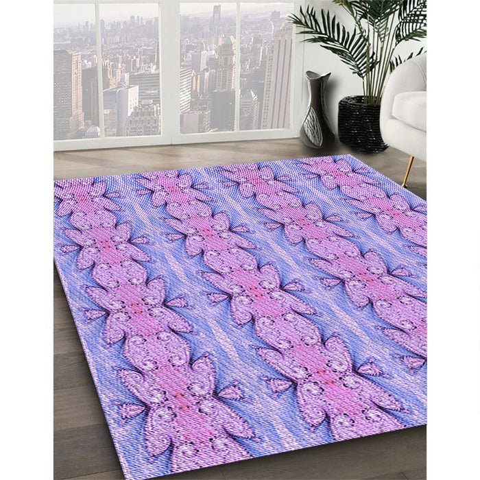Patterned Mauve Purple Rug in Family Room, pat2893pur