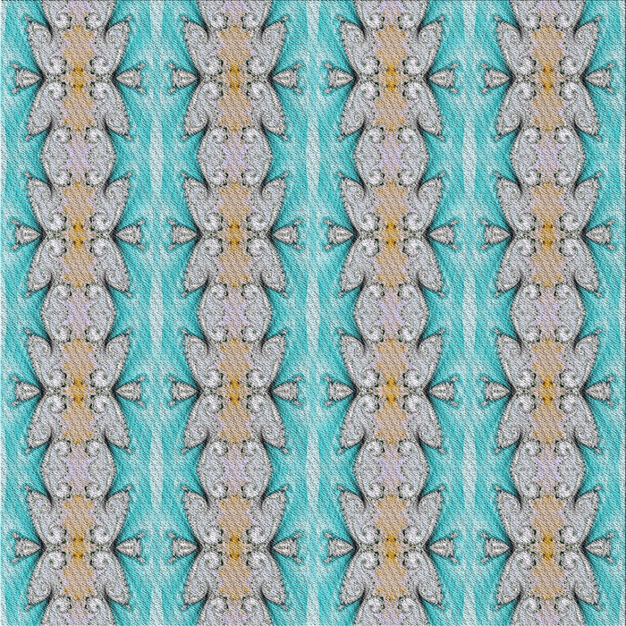 Square Patterned Grayish Turquoise Green Novelty Rug, pat2893