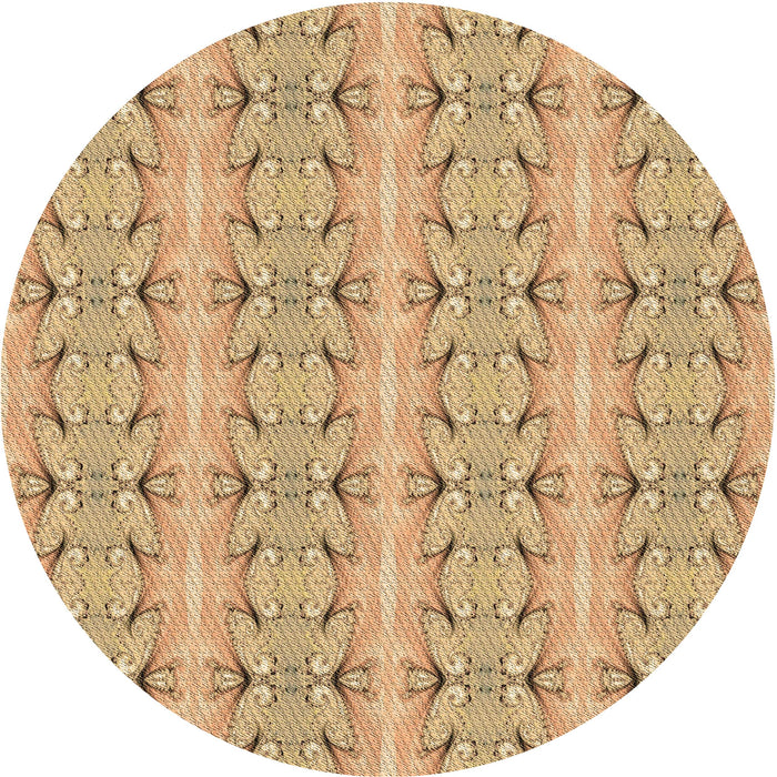 Square Patterned Chrome Gold Yellow Rug, pat2894brn