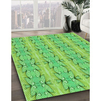 Patterned Emerald Green Rug, pat2894grn