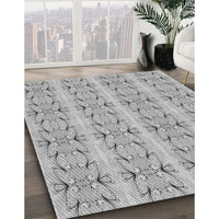 Patterned Platinum Silver Gray Rug, pat2894gry