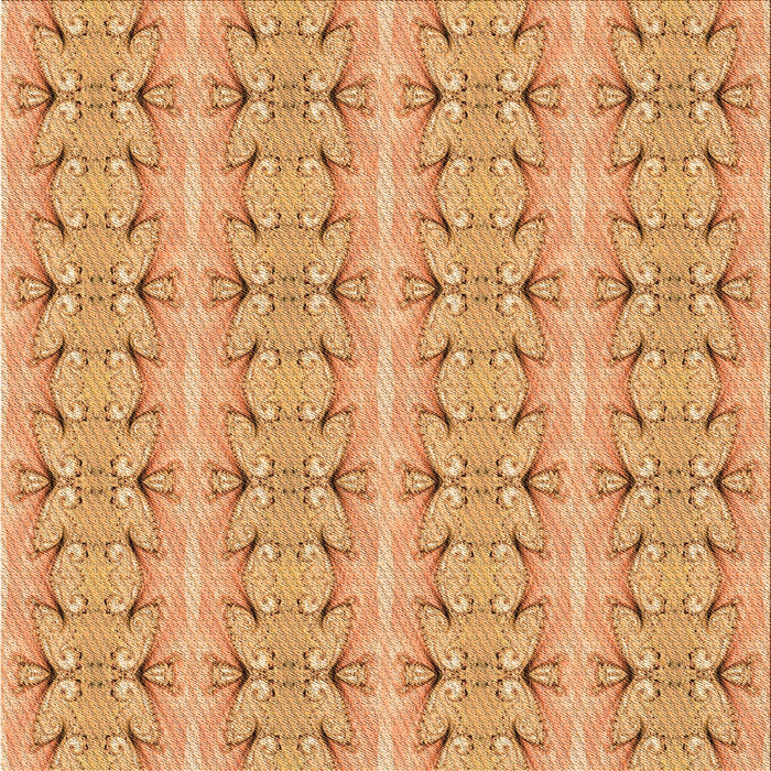 Round Patterned Yellow Orange Rug, pat2894org