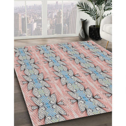 Patterned Gray Novelty Rug in Family Room, pat2894