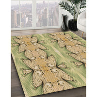 Patterned Dark Golden Brown Rug, pat2895brn