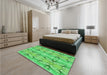 Round Machine Washable Transitional Neon Green Rug in a Office, wshpat2895grn