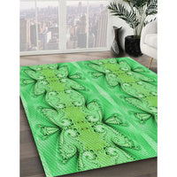 Patterned Neon Green Rug, pat2895grn