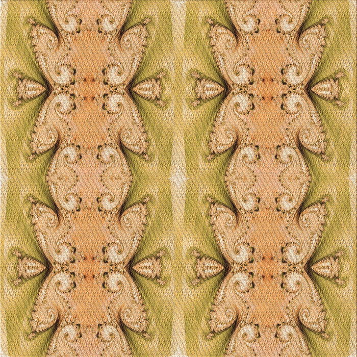 Round Patterned Orange Rug, pat2895org