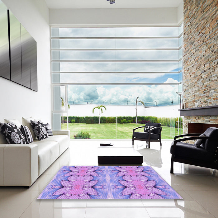 Square Patterned Mauve Purple Rug in a Living Room, pat2895pur