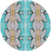 Sideview of Patterned Grayish Turquoise Green Novelty Rug, pat2895