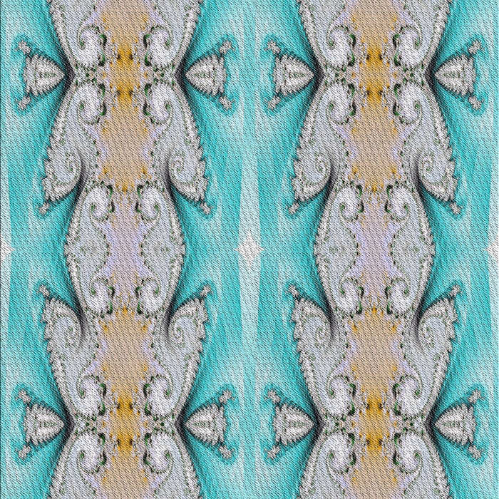 Patterned Grayish Turquoise Green Novelty Rug, pat2895