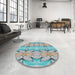 Round Patterned Grayish Turquoise Green Novelty Rug in a Office, pat2895