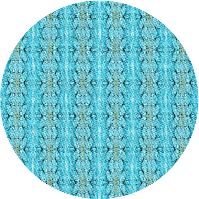 Square Machine Washable Transitional Dark Turquoise Green Rug in a Living Room, wshpat2896lblu