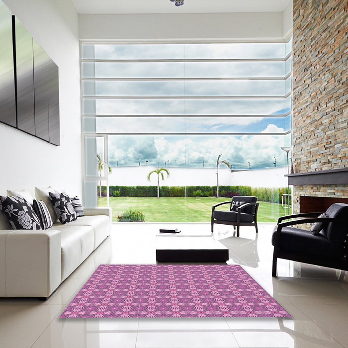 Square Patterned Violet Purple Rug in a Living Room, pat2897pur