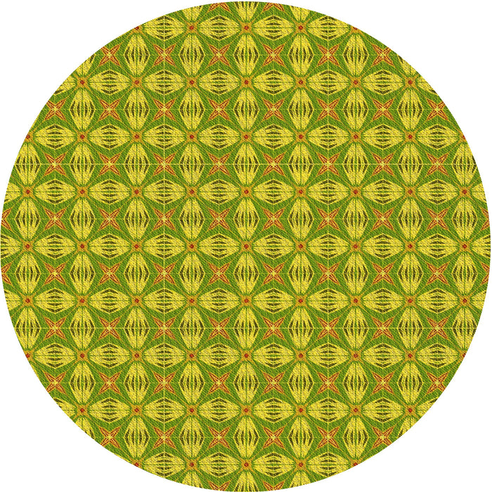 Square Patterned Dark Yellow Green Rug, pat2897yw