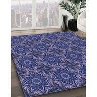 Patterned Medium Slate Blue Rug, pat2898blu