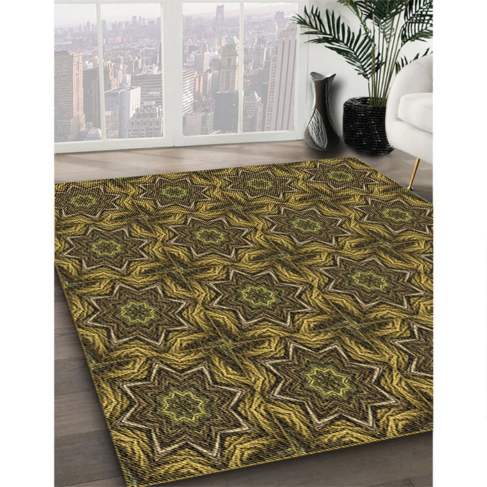 Patterned Bakers Brown Rug in Family Room, pat2898brn