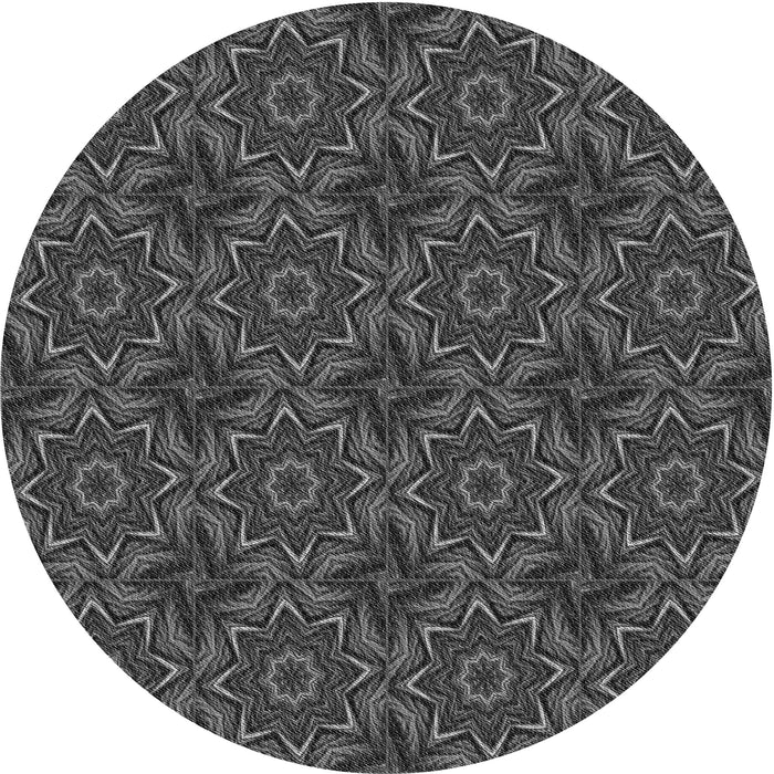Square Patterned Charcoal Black Rug, pat2898gry