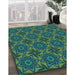 Patterned Medium Sea Green Rug in Family Room, pat2898lblu