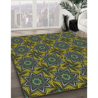 Patterned Dark Forest Green Novelty Rug, pat2898