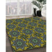 Patterned Dark Forest Green Novelty Rug in Family Room, pat2898