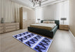 Patterned Blue Rug in a Bedroom, pat2899blu