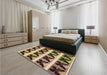 Patterned Metallic Gold Rug in a Bedroom, pat2899brn