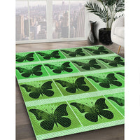 Patterned Deep Emerald Green Rug, pat2899grn