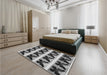 Patterned Silver Gray Rug in a Bedroom, pat2899gry