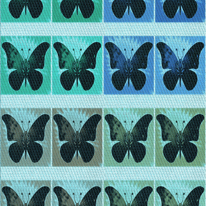 Patterned Medium Teal Green Rug, pat2899lblu