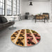 Round Patterned Red Brown Rug in a Office, pat2899org