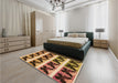 Patterned Red Brown Rug in a Bedroom, pat2899org