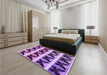 Patterned Violet Purple Rug in a Bedroom, pat2899pur