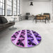 Round Patterned Violet Purple Rug in a Office, pat2899pur