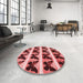 Round Patterned Light Coral Pink Rug in a Office, pat2899rd