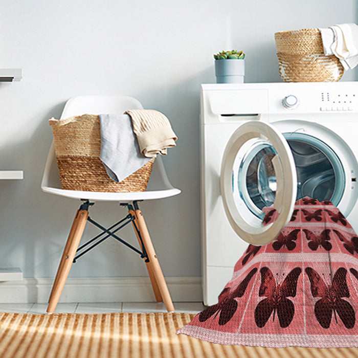 Machine Washable Transitional Light Coral Pink Rug in a Washing Machine, wshpat2899rd