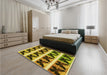 Patterned Dark Bronze Brown Rug in a Bedroom, pat2899yw