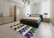 Patterned Black Novelty Rug in a Bedroom, pat2899