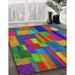 Patterned Dark Raspberry Purple Modern Rug in Family Room, pat28