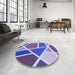 Round Patterned Amethyst Purple Rug in a Office, pat29blu