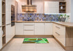 Patterned Green Rug in a Kitchen, pat29grn