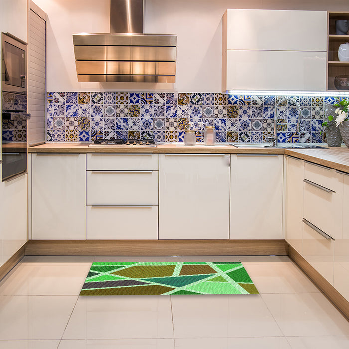 Patterned Green Rug in a Kitchen, pat29grn