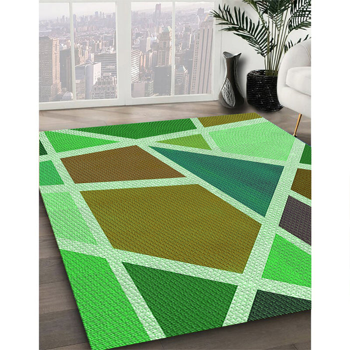Patterned Green Rug in Family Room, pat29grn