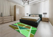 Patterned Green Rug in a Bedroom, pat29grn