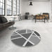 Round Patterned Cloud Gray Rug in a Office, pat29gry