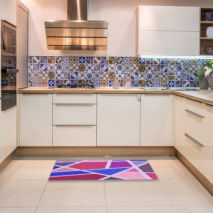 Patterned Medium Violet Red Pink Rug in a Kitchen, pat29pur