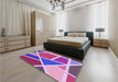 Patterned Medium Violet Red Pink Rug in a Bedroom, pat29pur