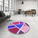 Round Patterned Medium Violet Red Pink Rug in a Office, pat29pur