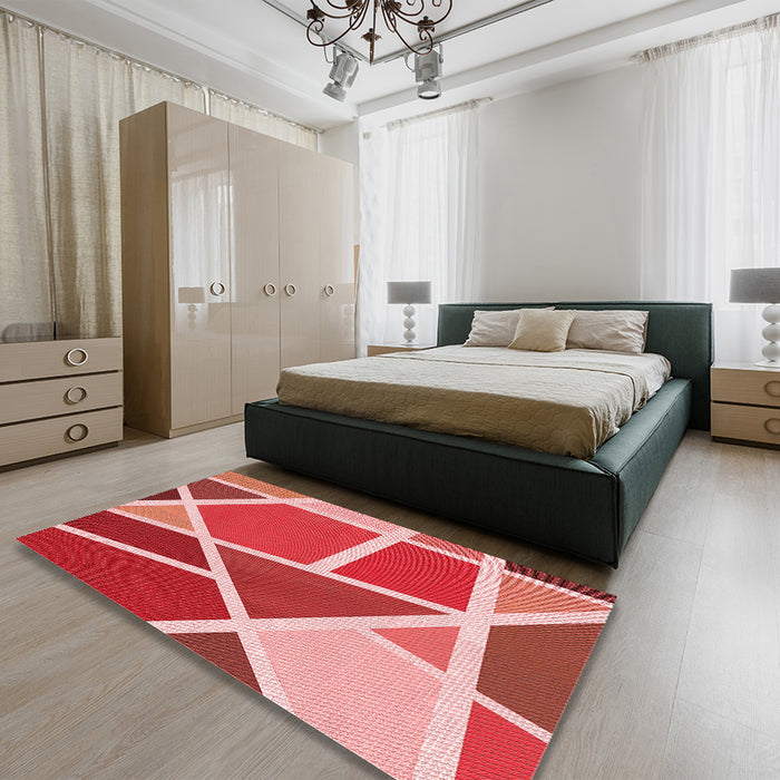 Round Machine Washable Transitional Red Rug in a Office, wshpat29rd