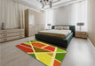 Patterned Green Rug in a Bedroom, pat29yw